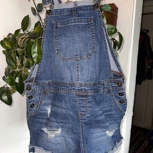 Vanilla Star Overalls Distressed Shorts Farmcore Sz 11